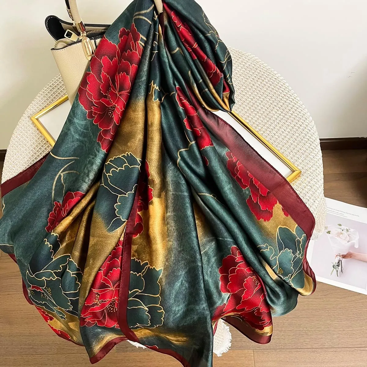 Long Silk Like Scarf Lightweight Satin Scarves Large Sunscreen Shawl Wrap for Women