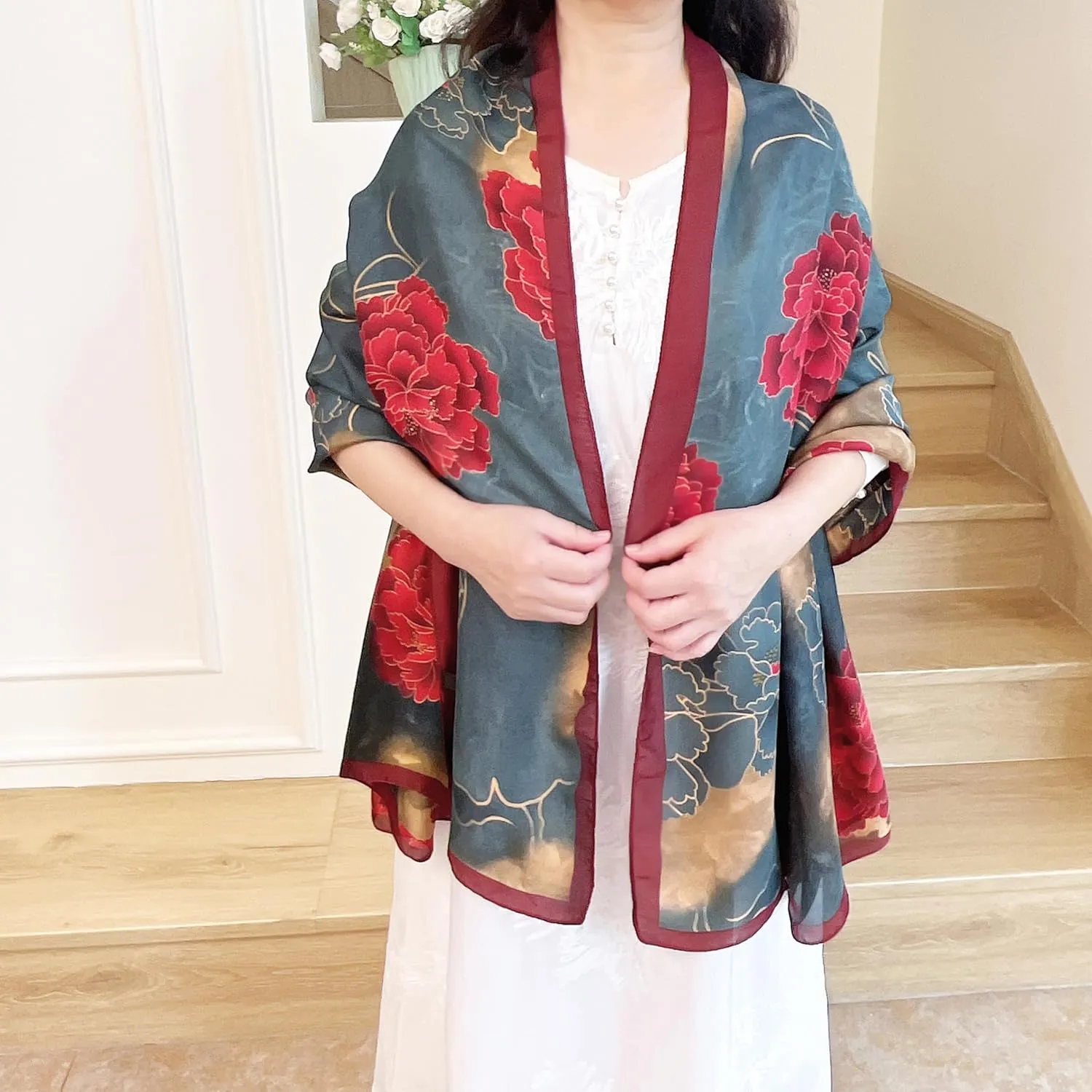 Long Silk Like Scarf Lightweight Satin Scarves Large Sunscreen Shawl Wrap for Women