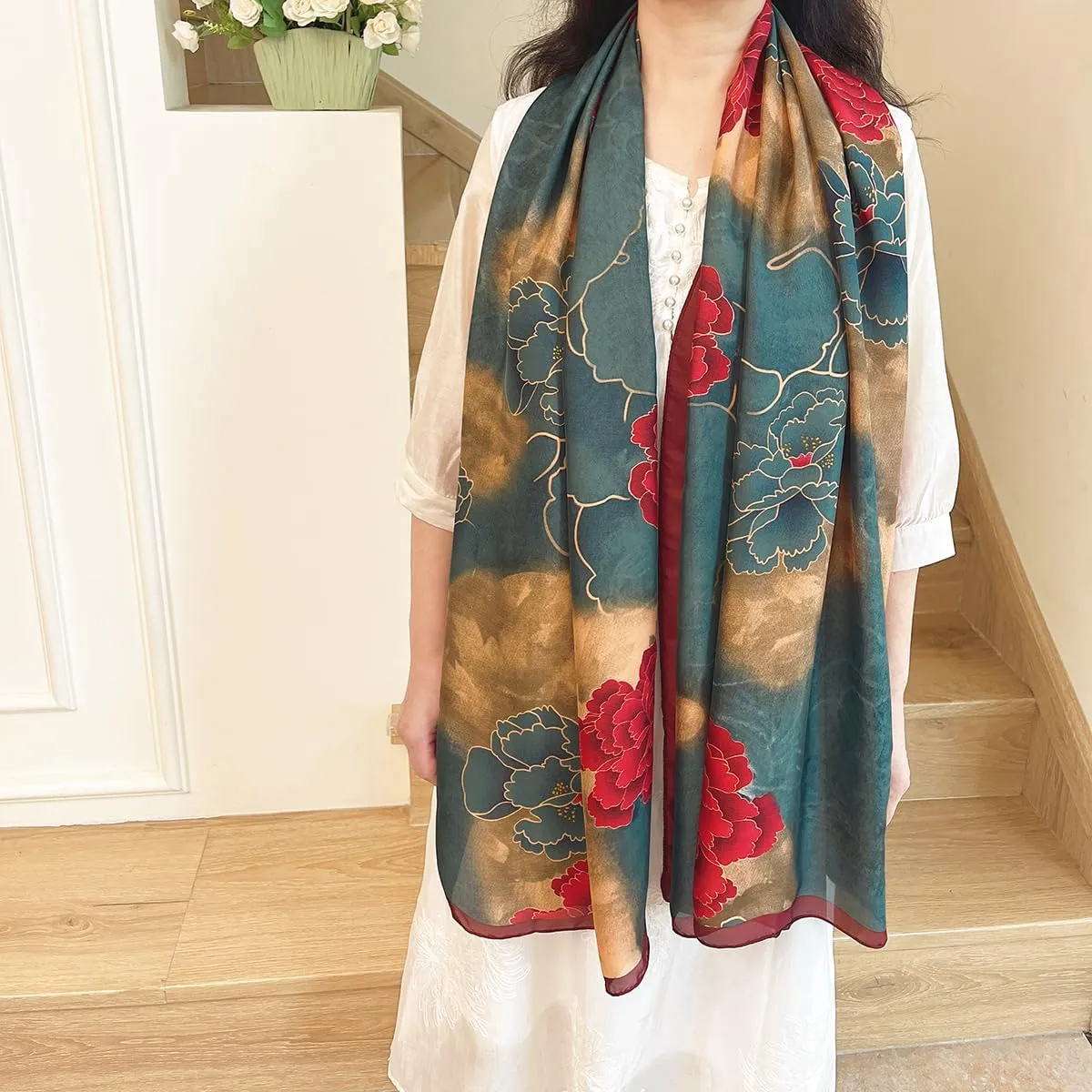 Long Silk Like Scarf Lightweight Satin Scarves Large Sunscreen Shawl Wrap for Women