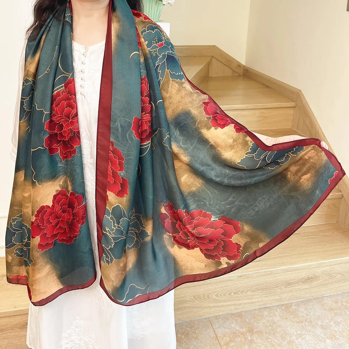 Long Silk Like Scarf Lightweight Satin Scarves Large Sunscreen Shawl Wrap for Women