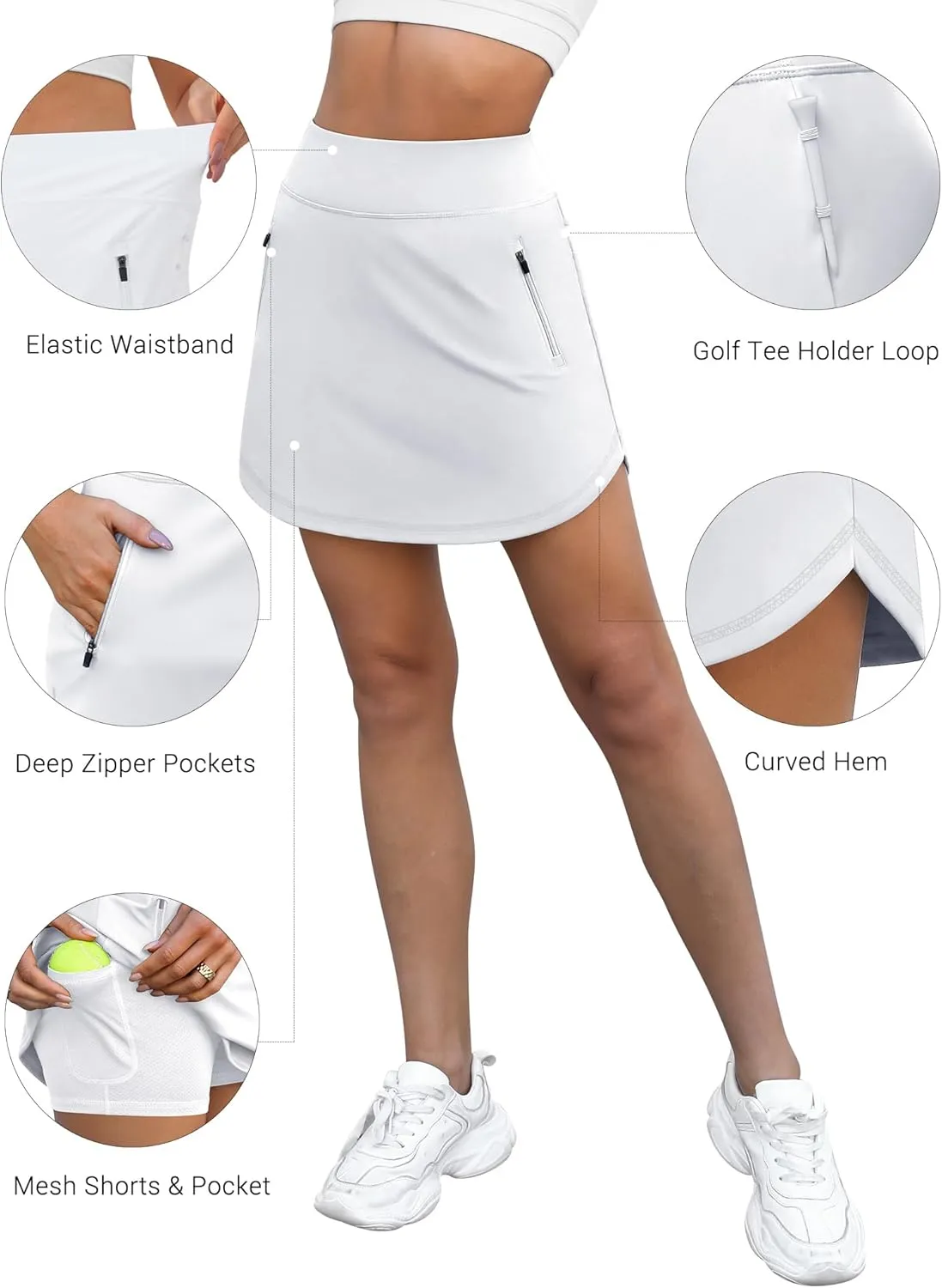 LouKeith Golf Skirts for Women Tennis Skirt with Zipper Pockets High Waisted Running Casual Athletic Skorts Built-in Shorts