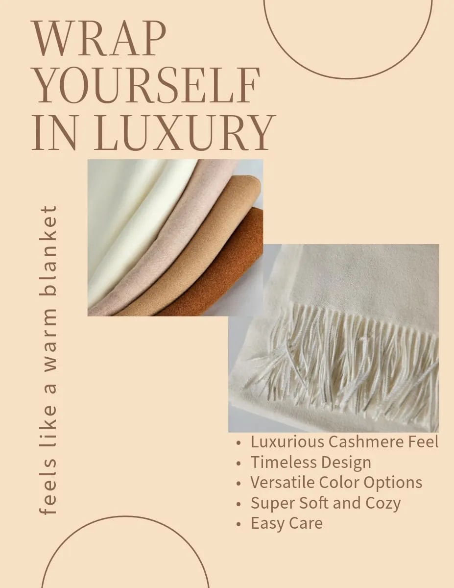 Luxe Wrap Cashmere Feel Winter Scarf For Women Ultimate Comfort Elegance Flights Soft Cozy Travel