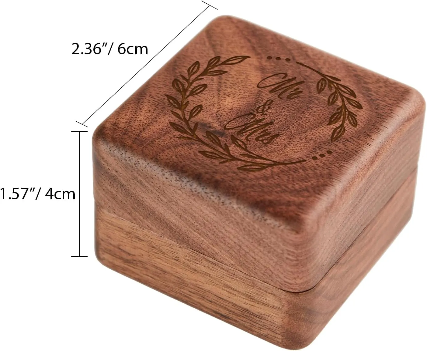 Mr & Mrs Ring Box 2 Slots for Wedding Engagement Ring Bearer Box Engraved Wooden for Proposal Ceremony Day Jewelry Gift