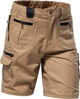 Mylldey Mens Cargo Shorts 12 Pockets Hiking Shorts Regular Fit Men Elastic Waist Cotton Cargo Shorts