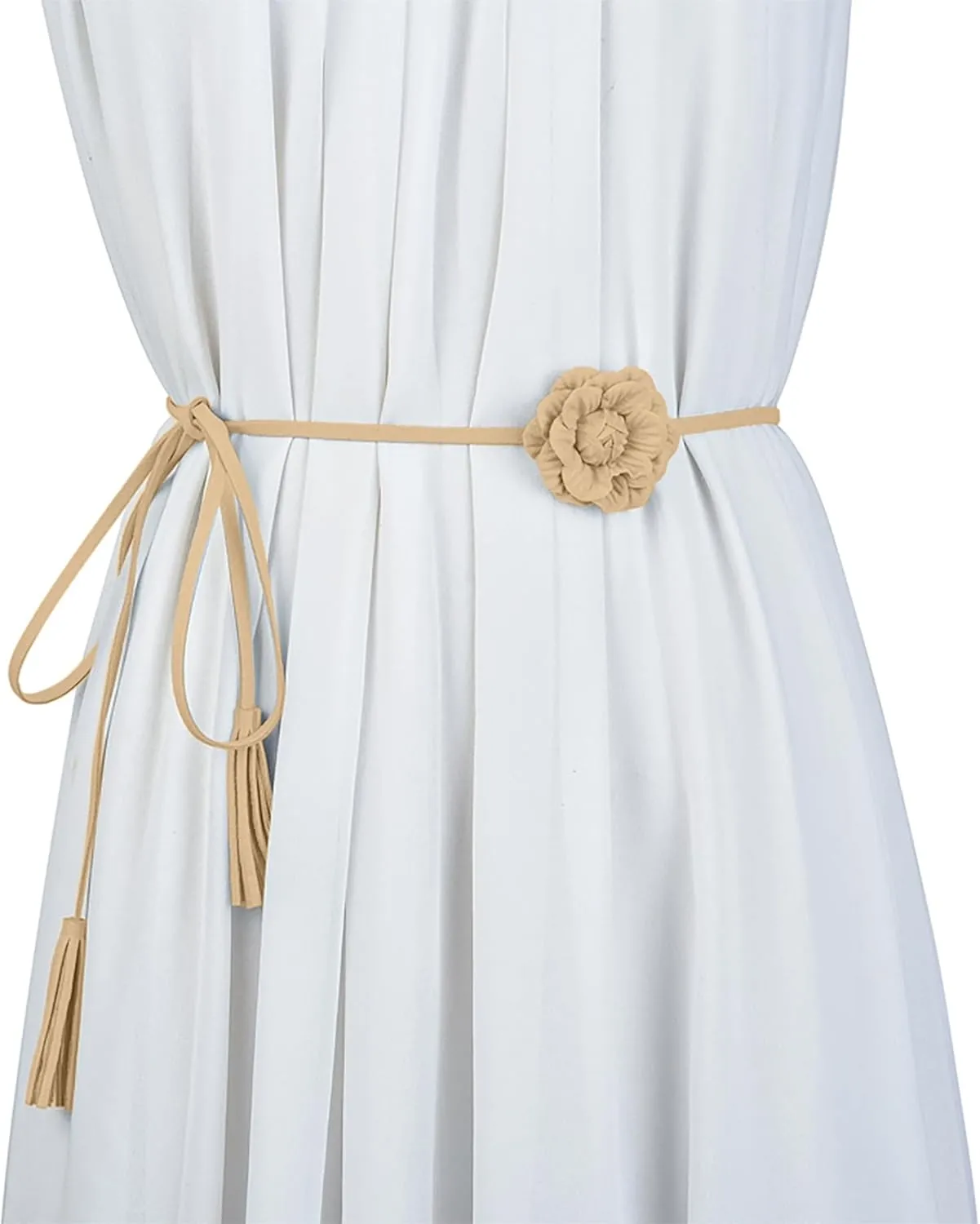 NIDMIDO Women Braided Waist Belt Bohemian Woven Waist Rope Flower Tassels Waist Accessories for Dress