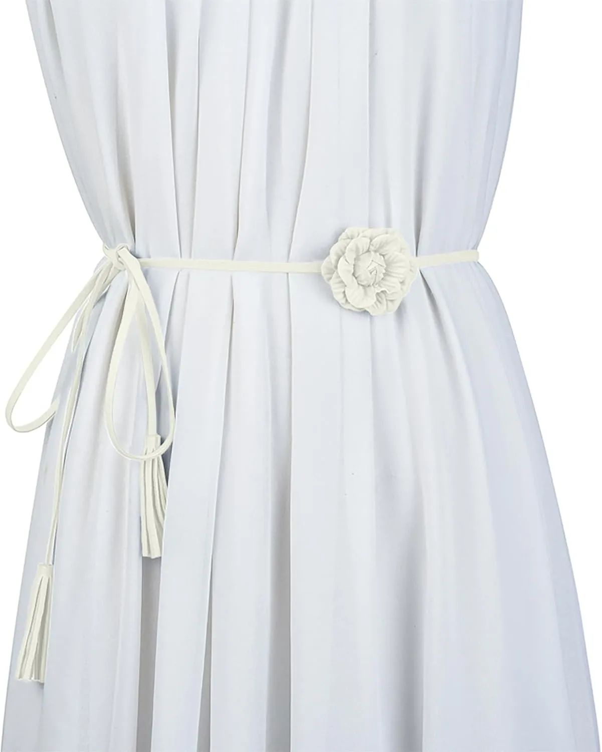 NIDMIDO Women Braided Waist Belt Bohemian Woven Waist Rope Flower Tassels Waist Accessories for Dress