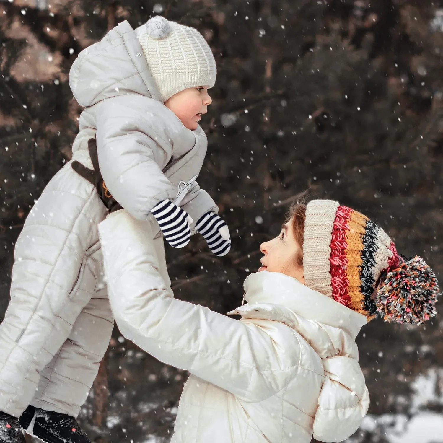 ONESING 5 Pair Toddler Mittens Black Baby Winter Gloves for Girls Boys - Warm Newborn Gloves
