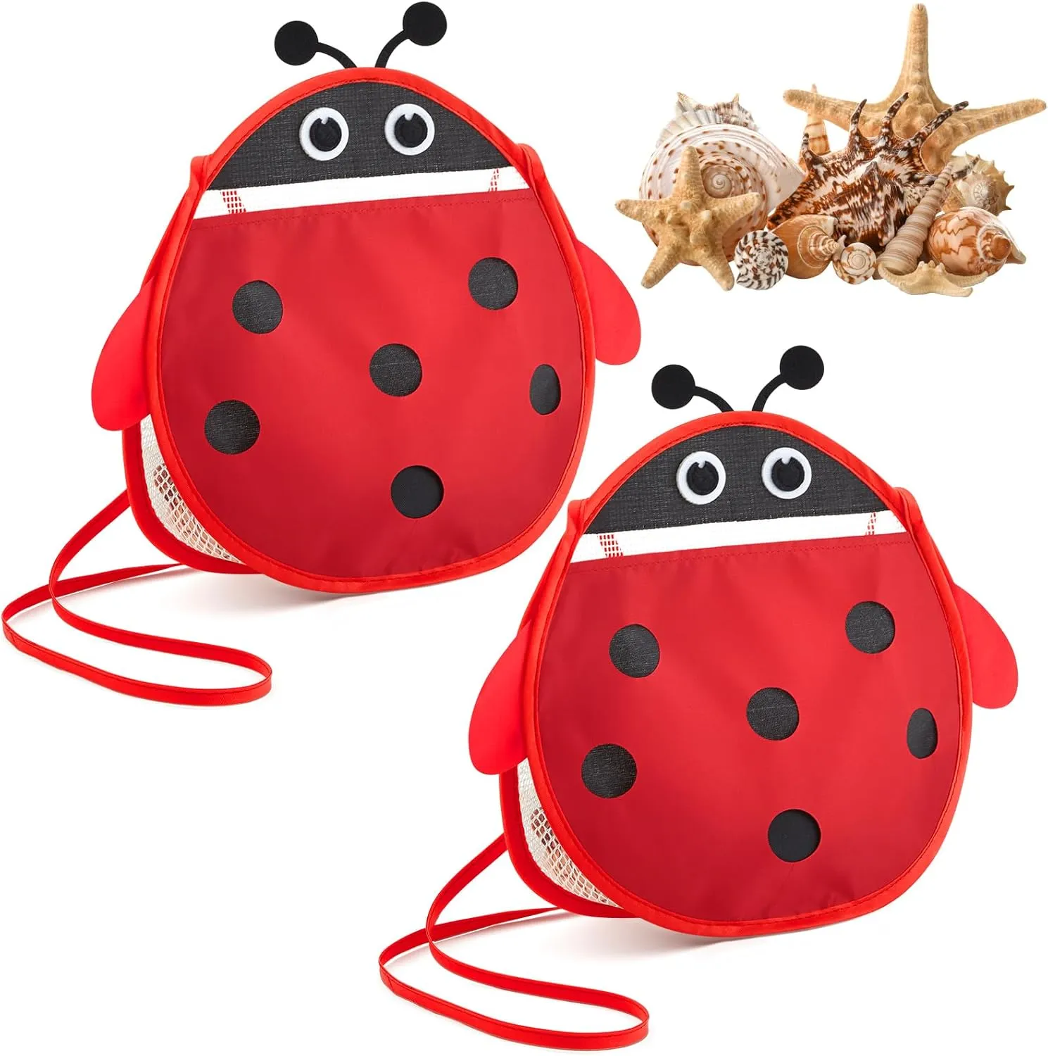 Pack Seashell Collecting Mesh Beach Bag Adjustable Strap Mesh Bag for Beach Picking up Seashells