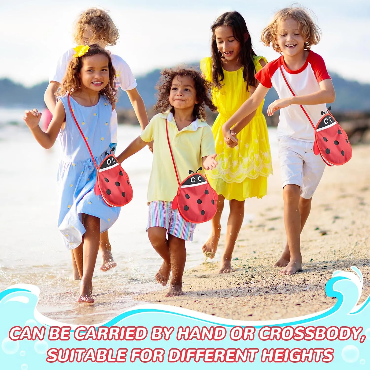 Pack Seashell Collecting Mesh Beach Bag Adjustable Strap Mesh Bag for Beach Picking up Seashells
