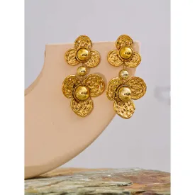 Pearl and Gold Flower Drop Earrings