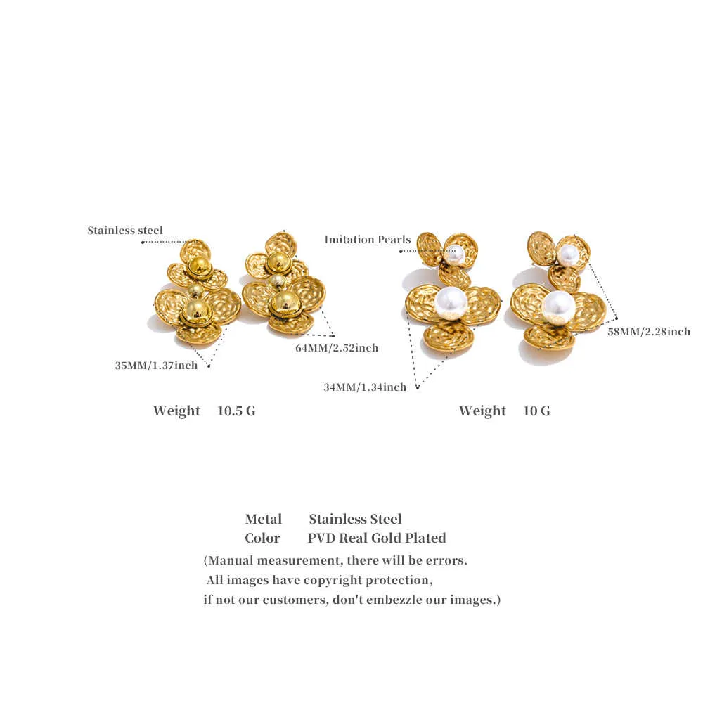 Pearl and Gold Flower Drop Earrings