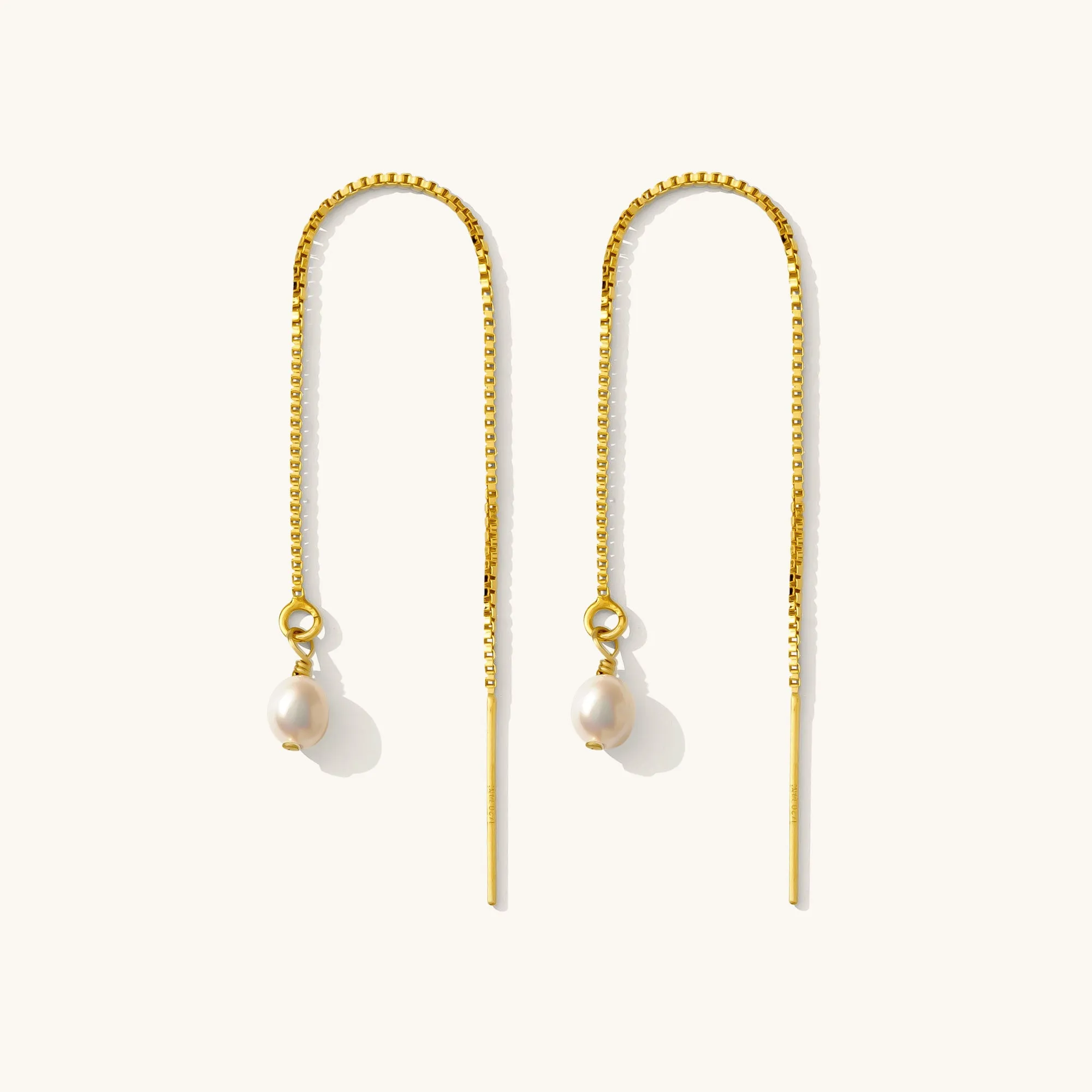 Pearl Drop Threader Earrings