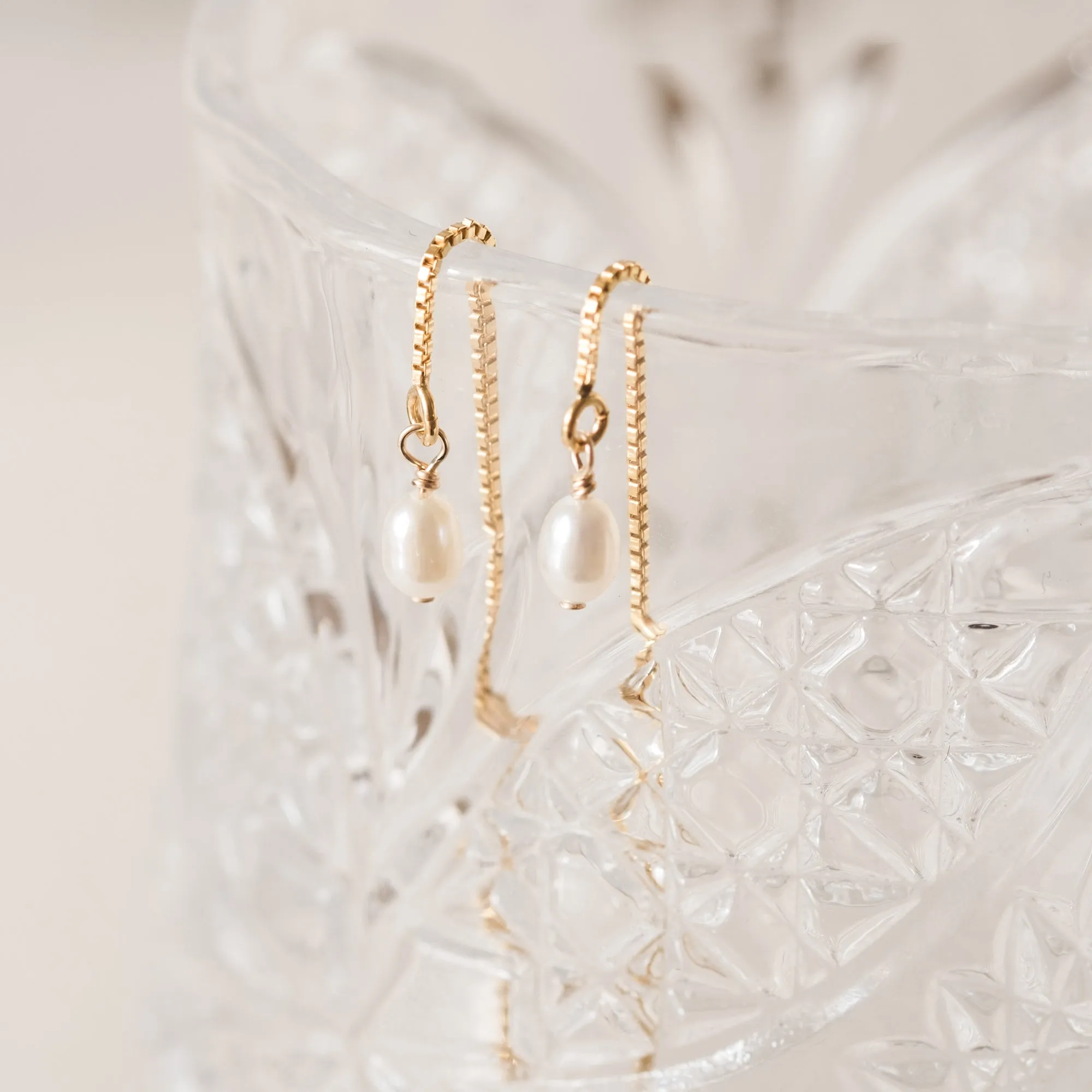 Pearl Drop Threader Earrings