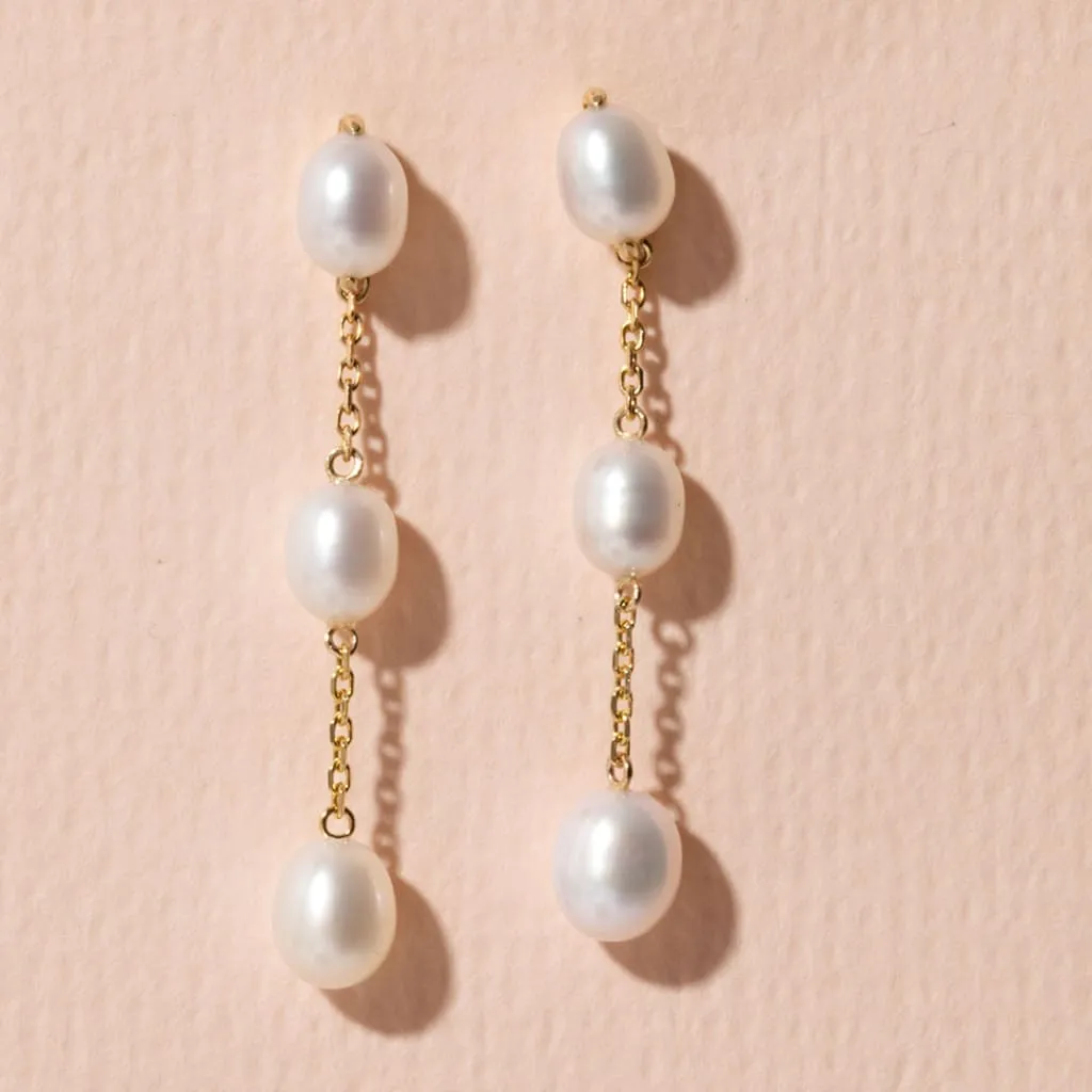 Pearls of Wisdom Drop Earrings | 9ct Gold