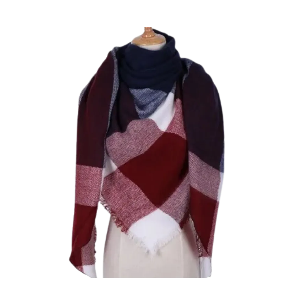 Plaid Cashmere Scarf Mohair feel