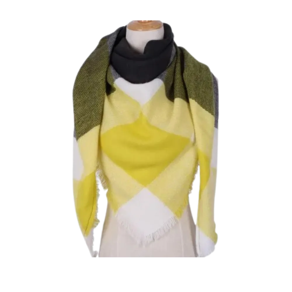 Plaid Cashmere Scarf Mohair feel
