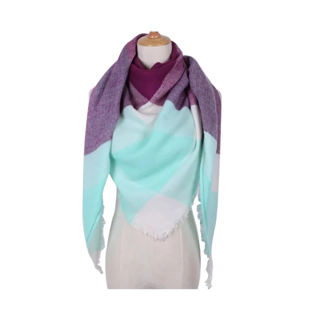 Plaid Cashmere Scarf Mohair feel