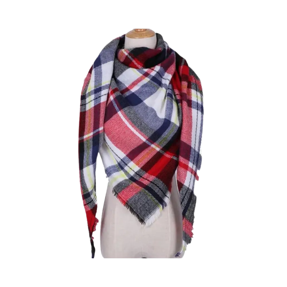 Plaid Cashmere Scarf Mohair feel