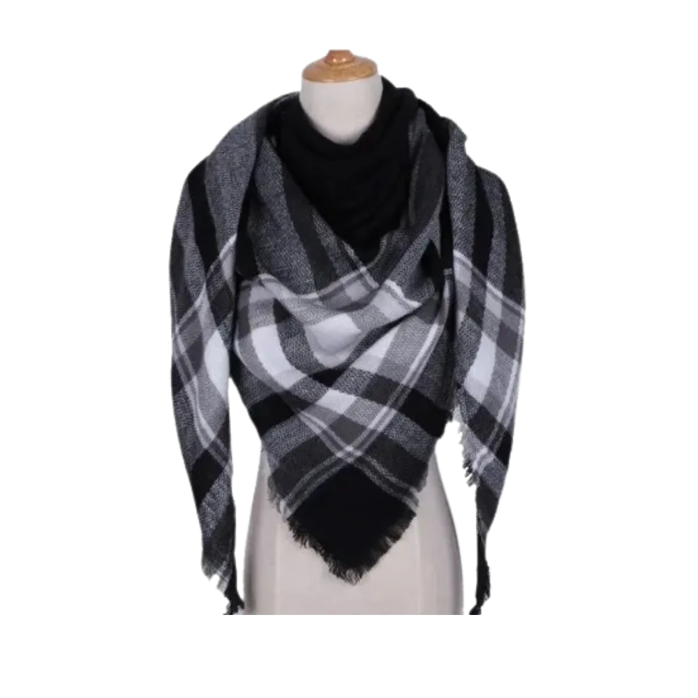 Plaid Cashmere Scarf Mohair feel