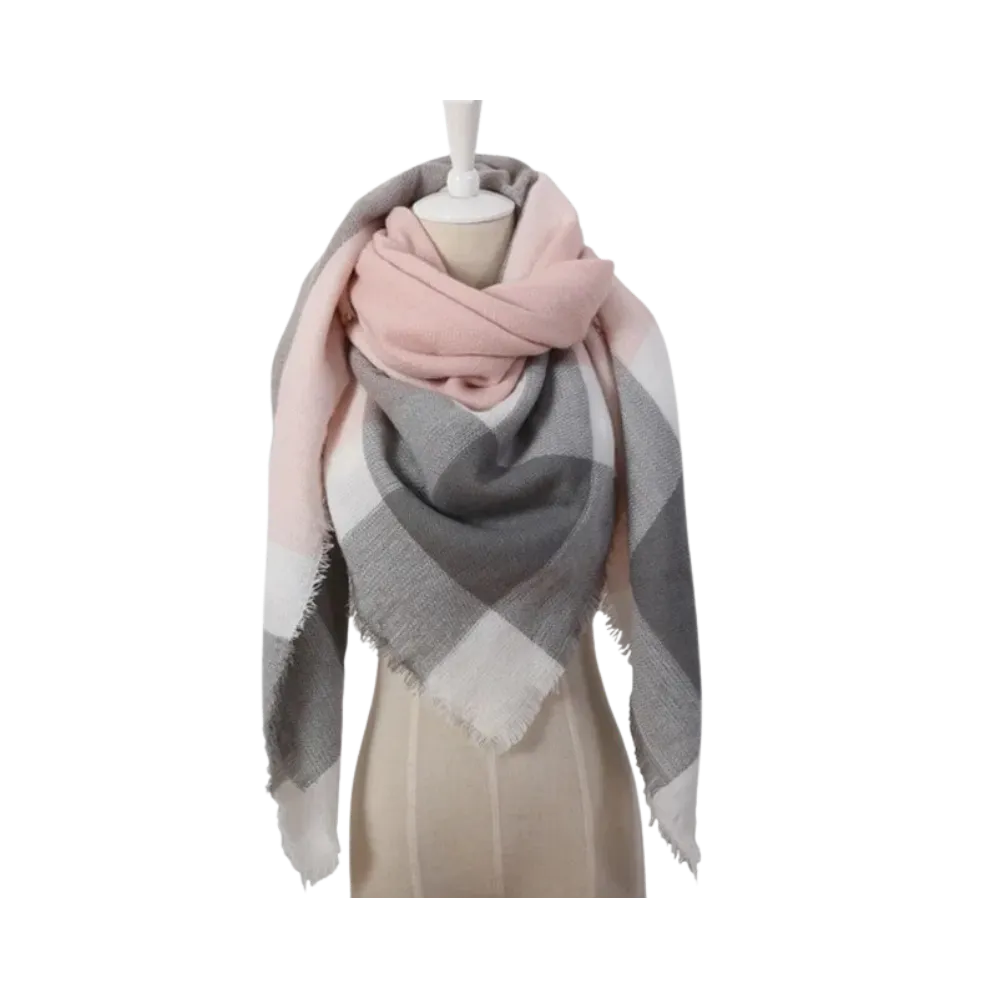 Plaid Cashmere Scarf Mohair feel