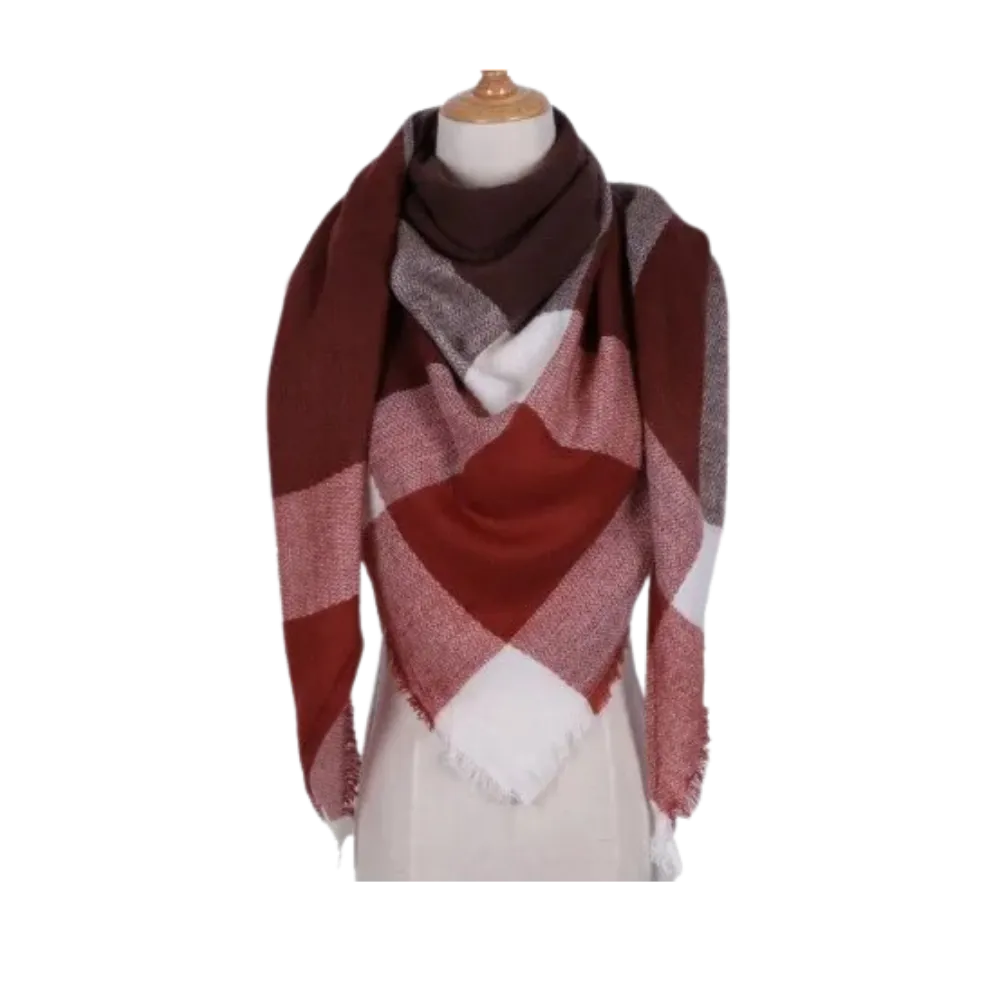 Plaid Cashmere Scarf Mohair feel