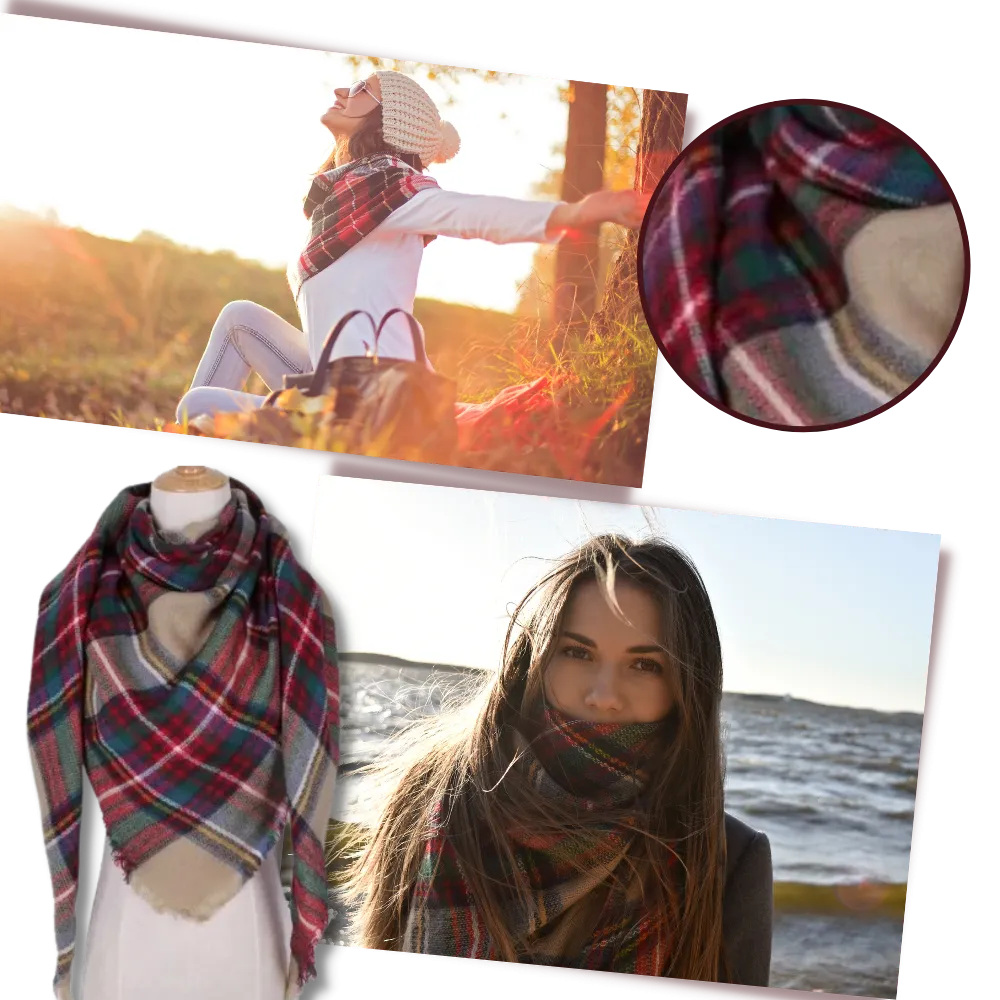 Plaid Cashmere Scarf Mohair feel