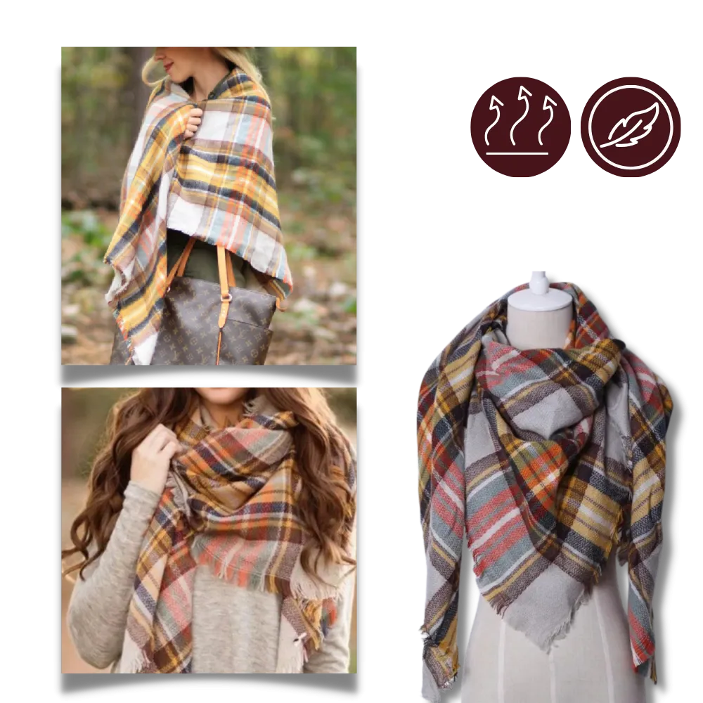 Plaid Cashmere Scarf Mohair feel