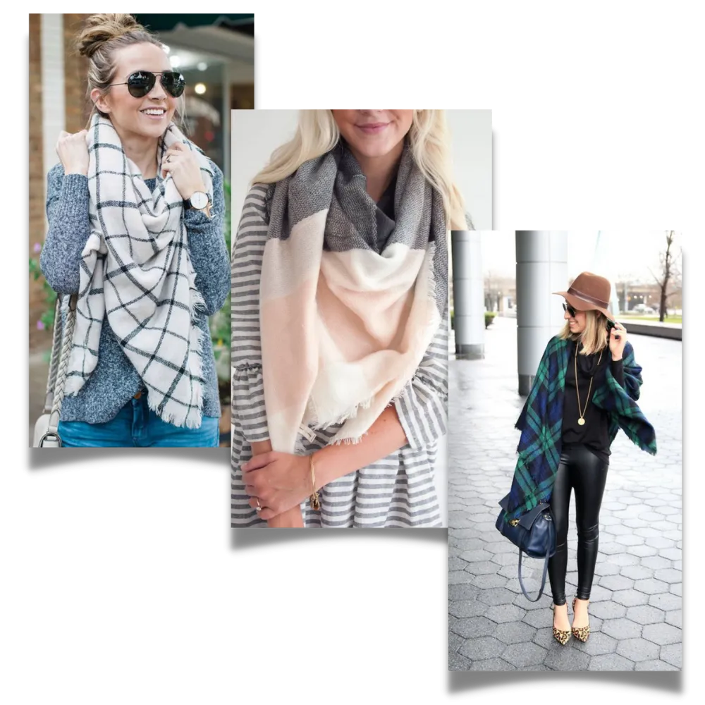 Plaid Cashmere Scarf Mohair feel