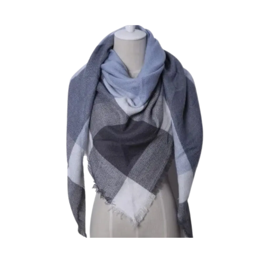 Plaid Cashmere Scarf Mohair feel