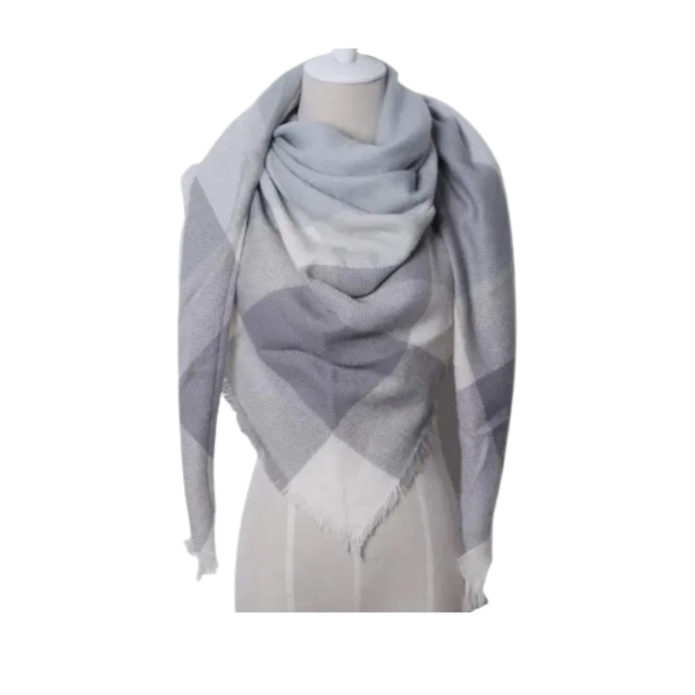 Plaid Cashmere Scarf Mohair feel