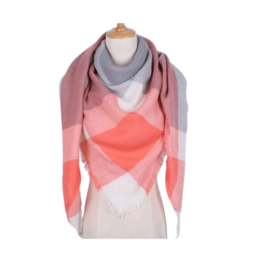 Plaid Cashmere Scarf Mohair feel