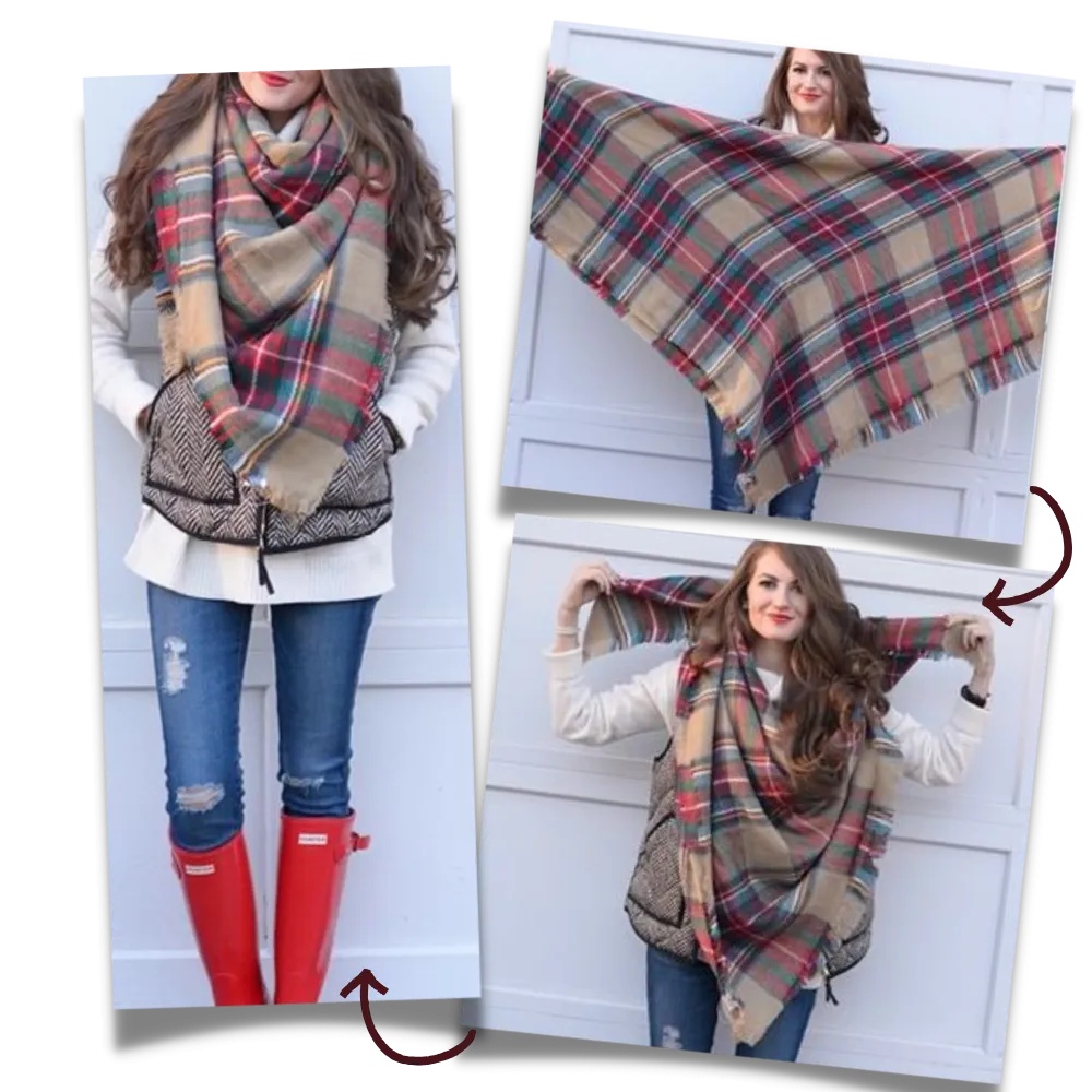Plaid Cashmere Scarf Mohair feel