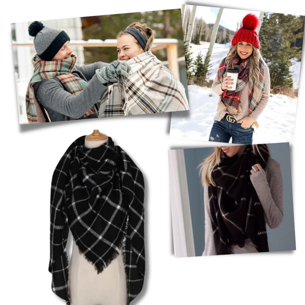 Plaid Cashmere Scarf Mohair feel