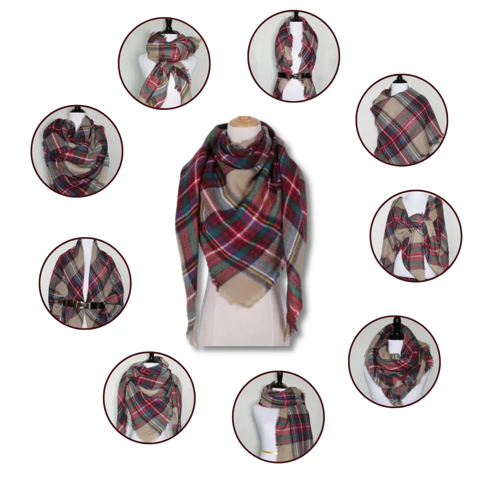 Plaid Cashmere Scarf Mohair feel