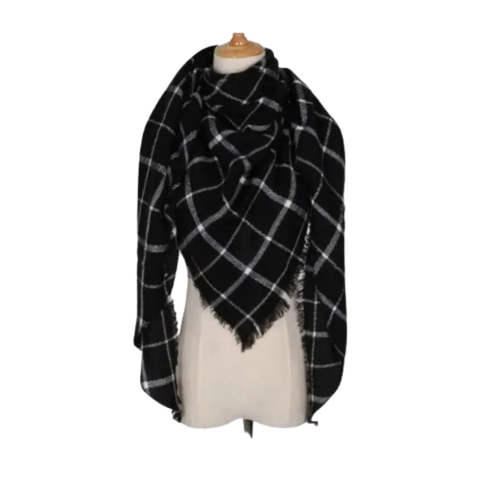 Plaid Cashmere Scarf Mohair feel