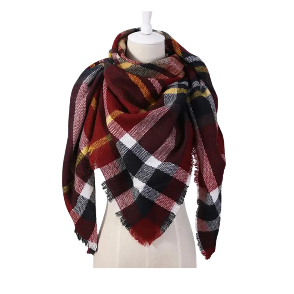 Plaid Cashmere Scarf Mohair feel