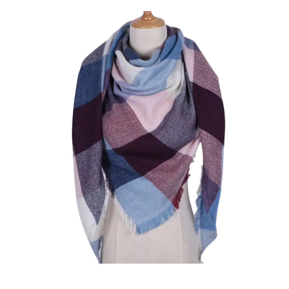 Plaid Cashmere Scarf Mohair feel