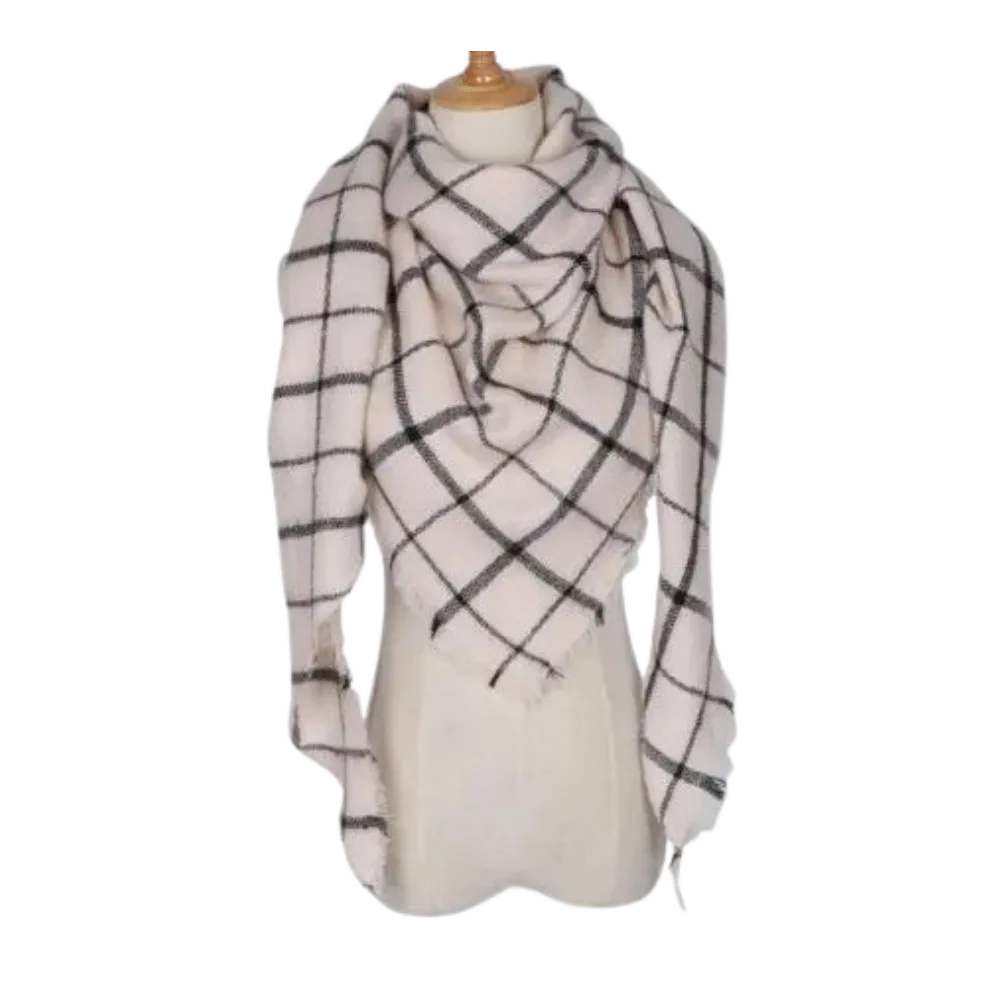 Plaid Cashmere Scarf Mohair feel