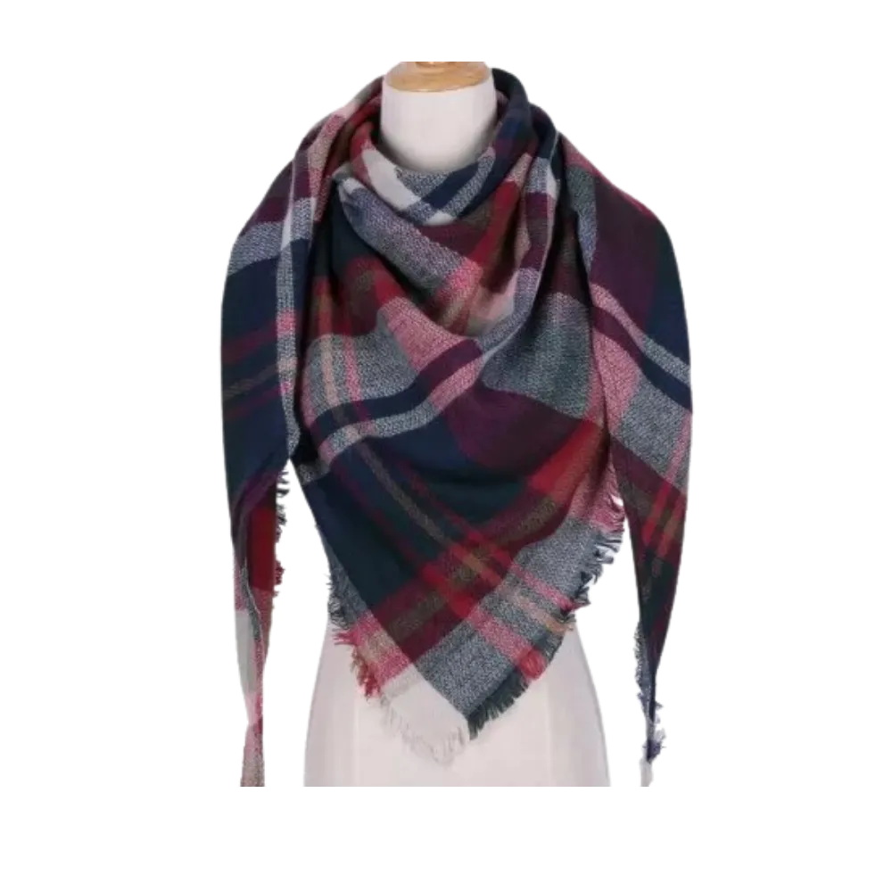 Plaid Cashmere Scarf Mohair feel