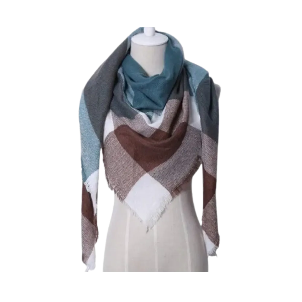 Plaid Cashmere Scarf Mohair feel