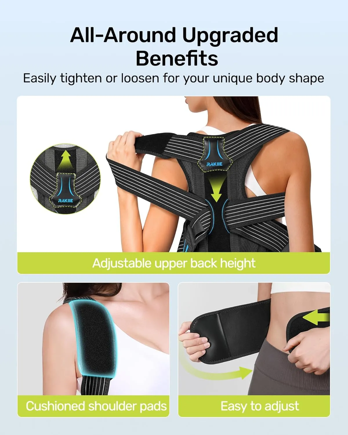 Posture Corrector for Women and Men, Upgraded Back Brace with Enhanced Support, Shoulder Straightener with Cushioned Shoulder Pads & Underarm Pain Relief Strap, Size S (Upper Waist: 29.5"-35.4")