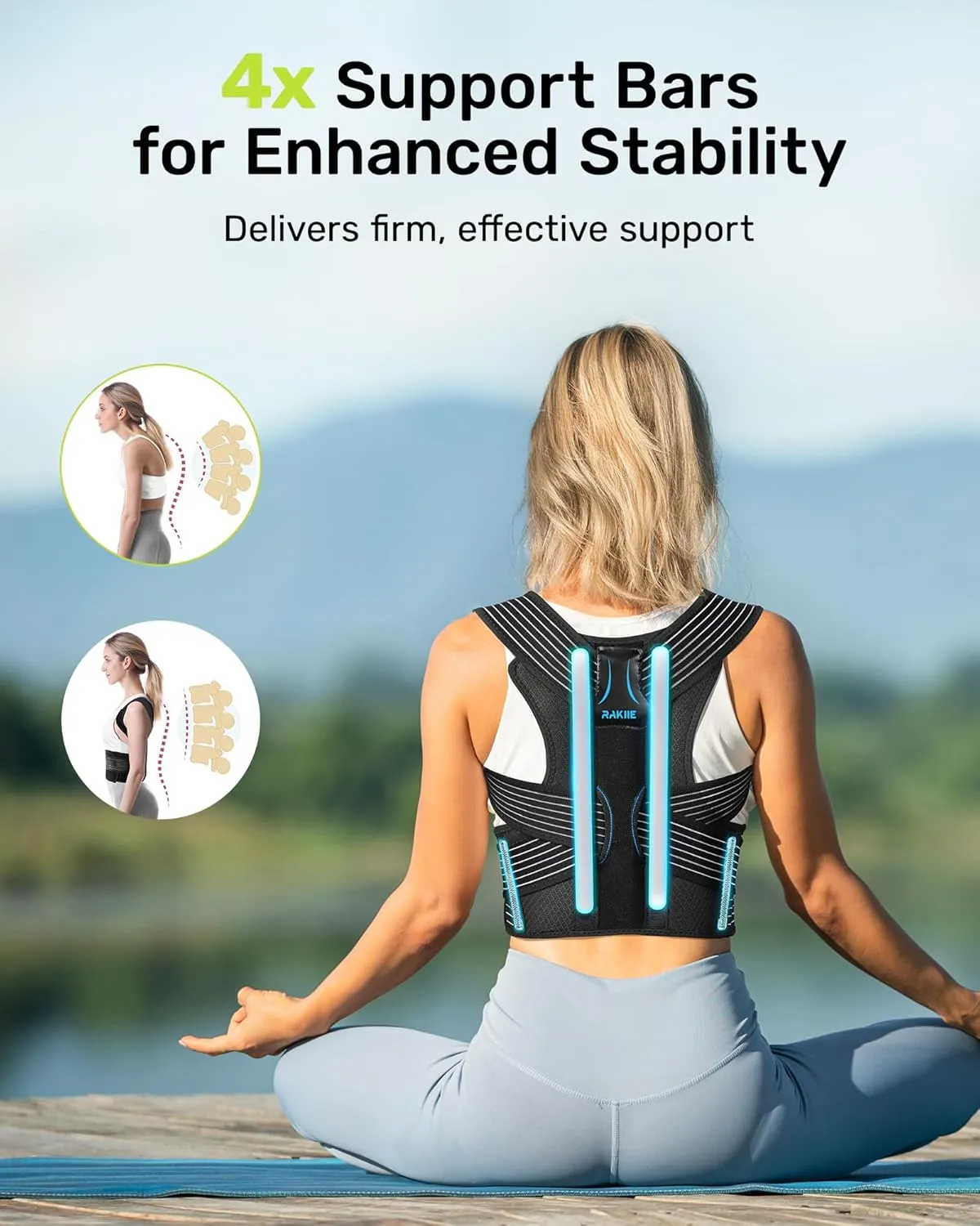 Posture Corrector for Women and Men, Upgraded Back Brace with Enhanced Support, Shoulder Straightener with Cushioned Shoulder Pads & Underarm Pain Relief Strap, Size S (Upper Waist: 29.5"-35.4")