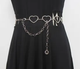 Punk Street Fashion Love Waist Chain Women's Trousers Jeans Accessories Chain Metal Belt