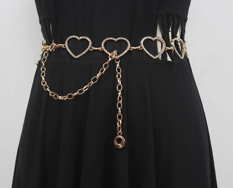 Punk Street Fashion Love Waist Chain Women's Trousers Jeans Accessories Chain Metal Belt