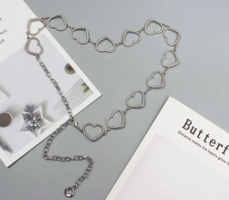 Punk Street Fashion Love Waist Chain Women's Trousers Jeans Accessories Chain Metal Belt