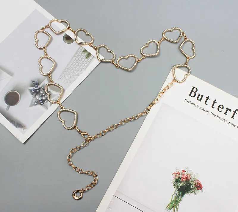 Punk Street Fashion Love Waist Chain Women's Trousers Jeans Accessories Chain Metal Belt