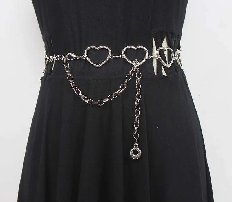 Punk Street Fashion Love Waist Chain Women's Trousers Jeans Accessories Chain Metal Belt