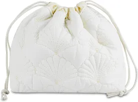 Quilted Makeup Bag for Women, Coquette Aesthetic Cosmetic Bag, Cute Travel Toiletry Bag, Cotton Drawstring Pouch for Women and Girls