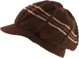 RGY Striped Knit Deep Crown 100% Cotton Rasta Beanie Visor