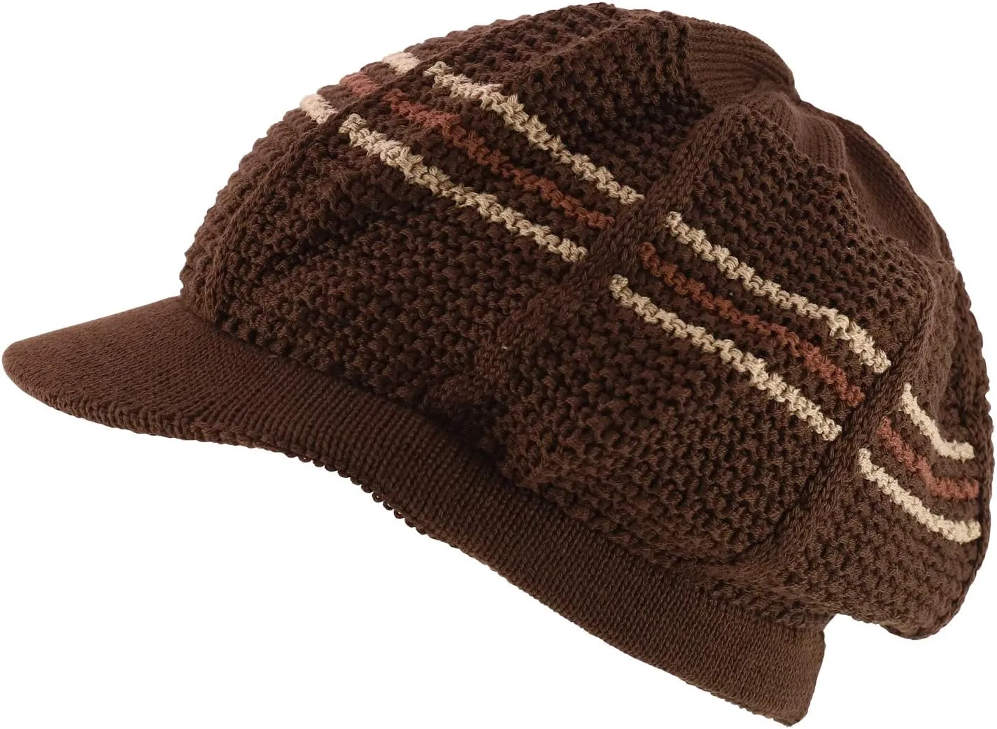 RGY Striped Knit Deep Crown 100% Cotton Rasta Beanie Visor